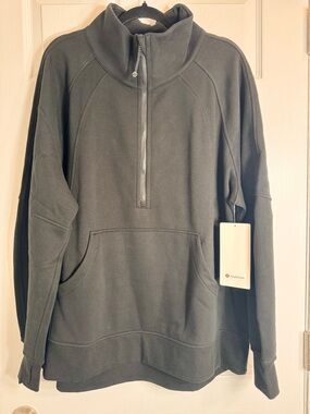 NWT Lululemon Scuba Oversized Funnel Neck Half Zip Sweatshirt Black XXL.